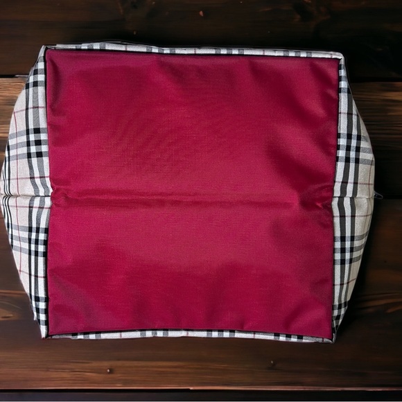 Burberry Nova check NEW travel tote zipper top black leather trim Large H103 - Picture 3 of 7